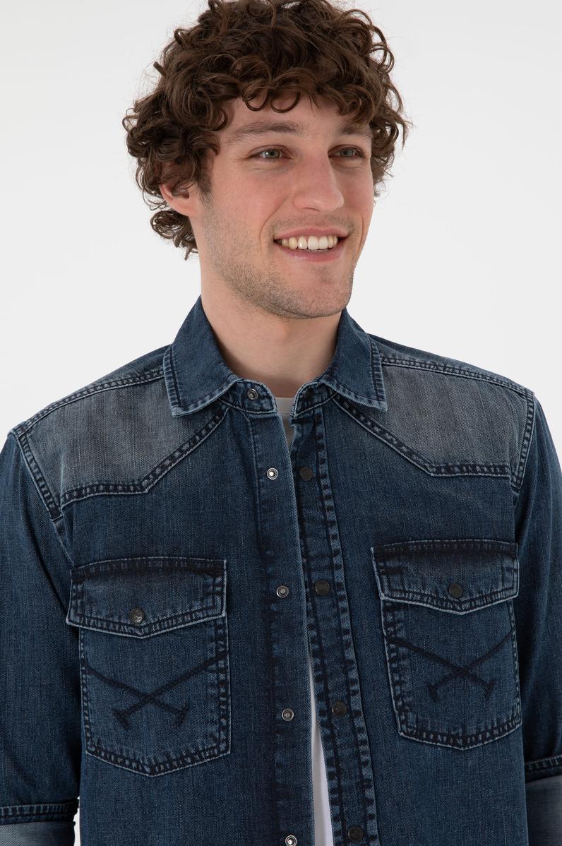 Erkek Mavi Jean Gömlek