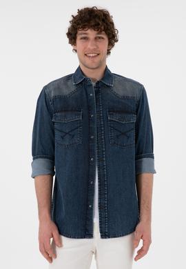 Erkek Mavi Jean Gömlek - 50304343002