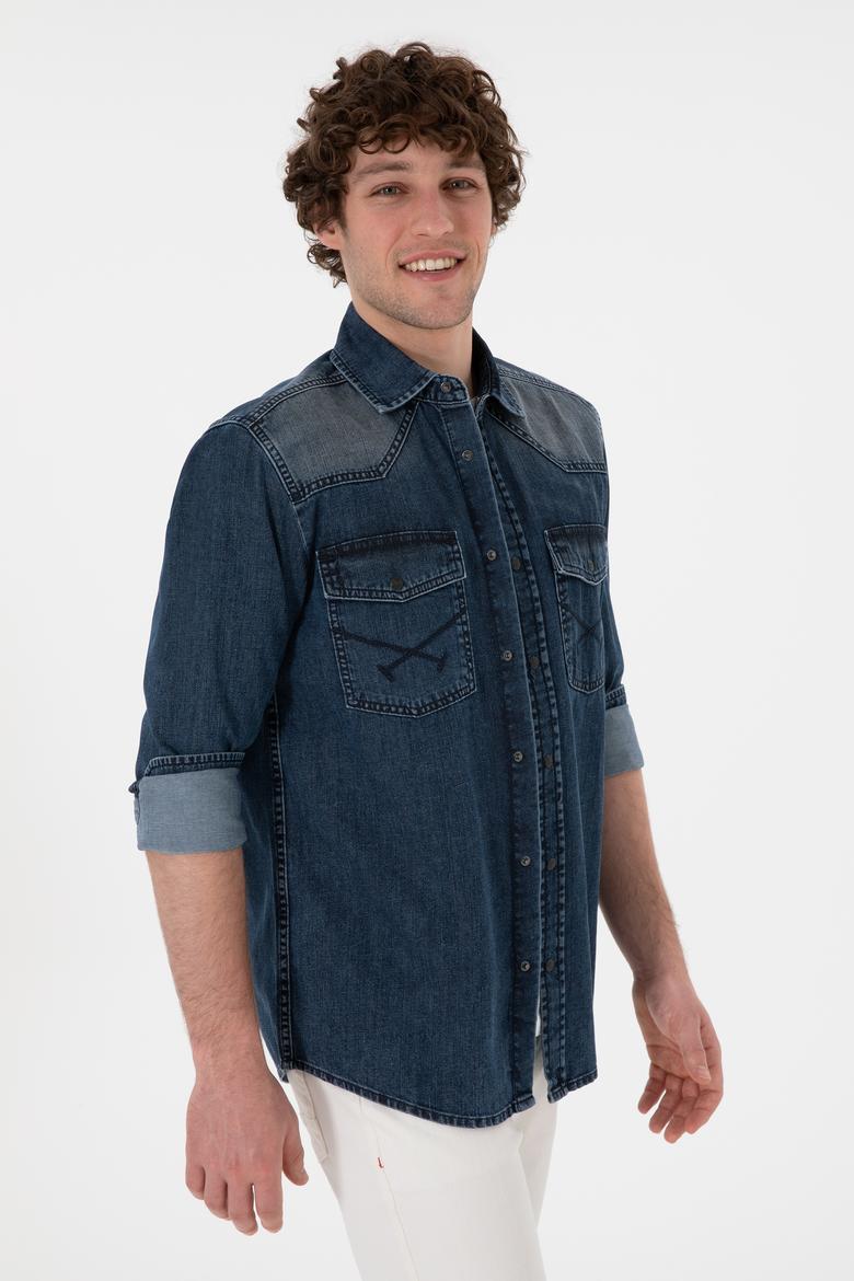 Erkek Mavi Jean Gömlek - 50304343002