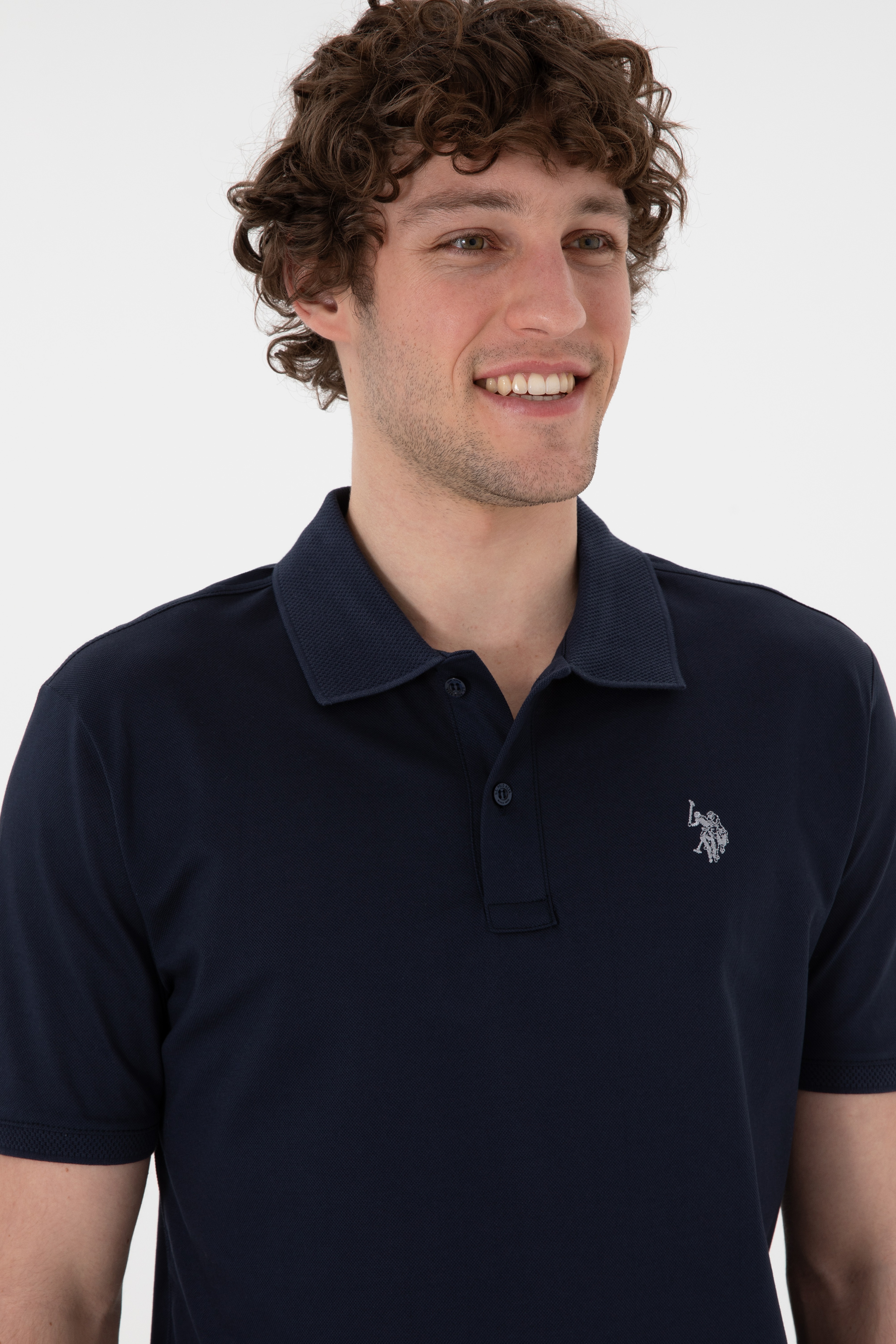 Erkek Regular Fit Polo Yaka Lacivert Basic Tişört - Image 2