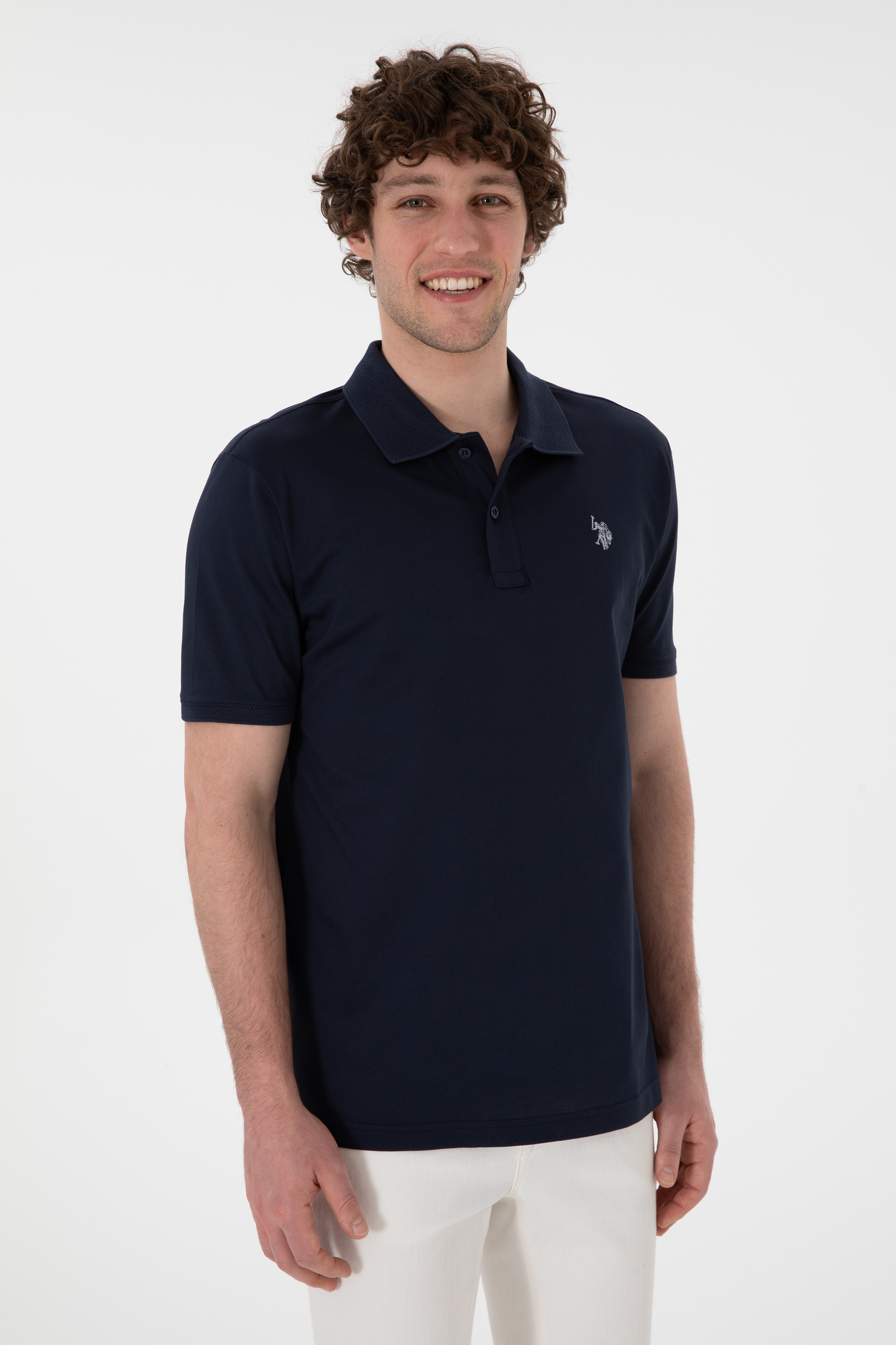 Erkek Regular Fit Polo Yaka Lacivert Basic Tişört