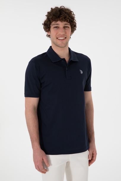 Erkek Regular Fit Polo Yaka Lacivert Basic Tişört