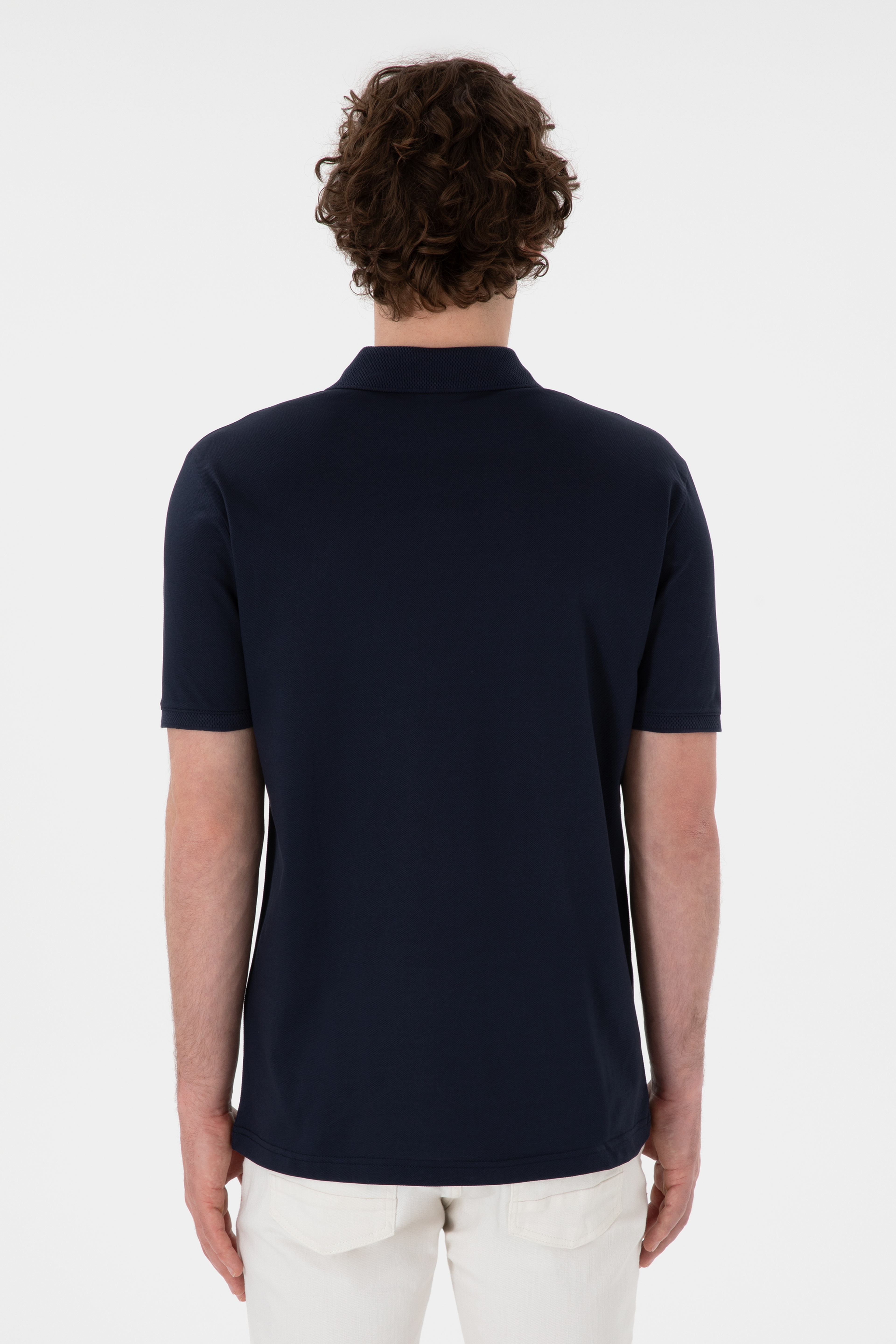 Erkek Regular Fit Polo Yaka Lacivert Basic Tişört