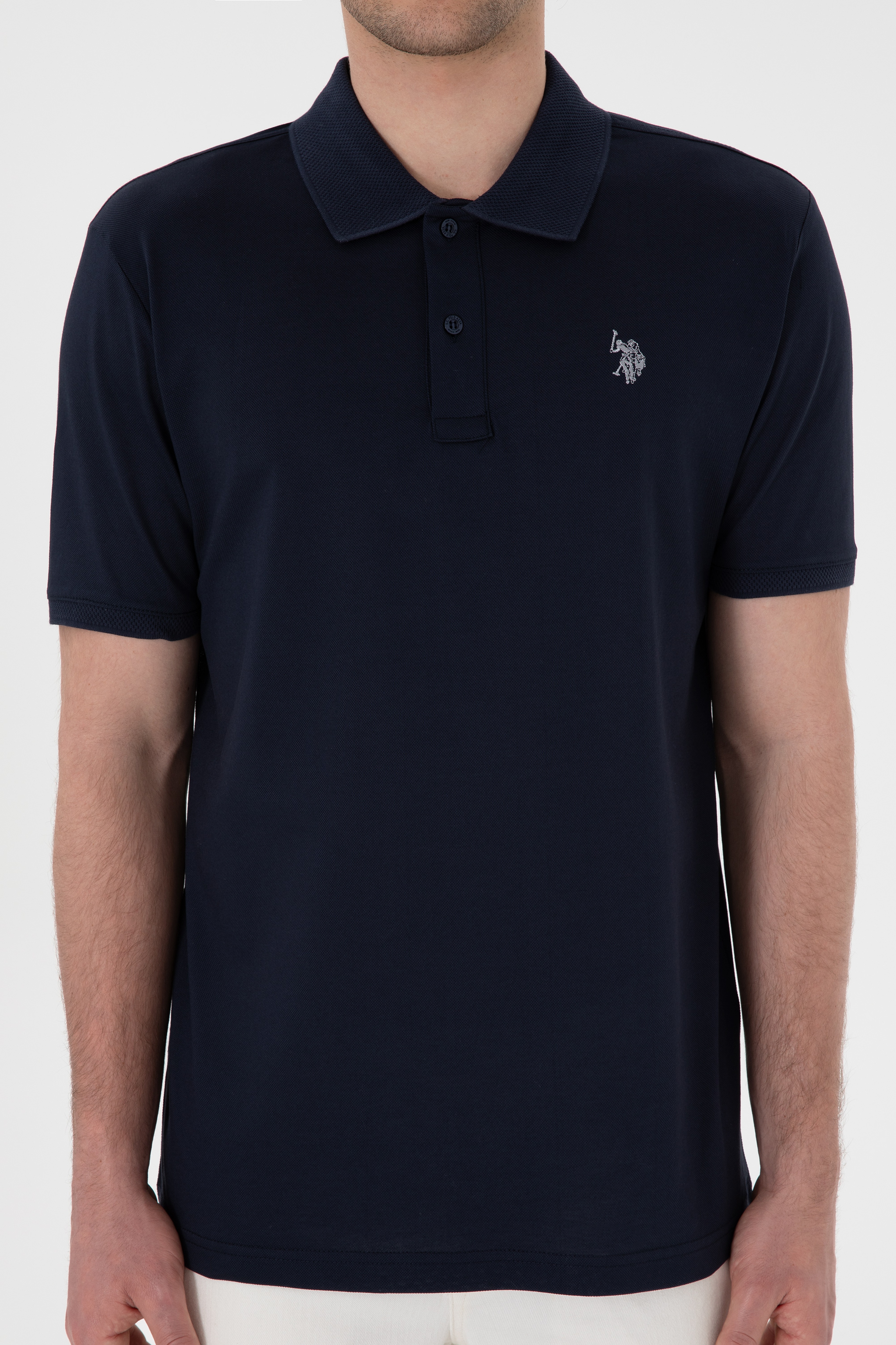 Erkek Regular Fit Polo Yaka Lacivert Basic Tişört