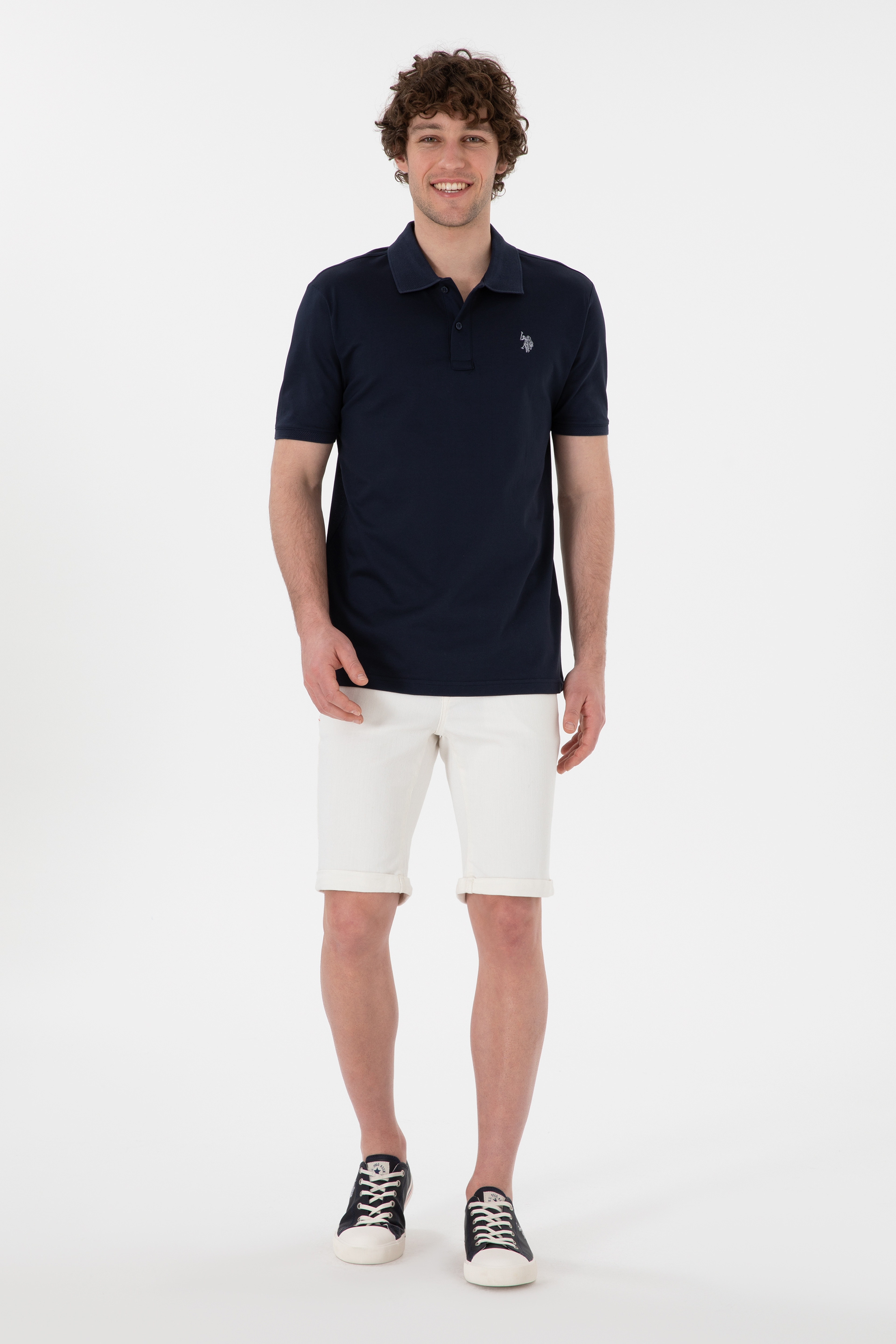 Erkek Regular Fit Polo Yaka Lacivert Basic Tişört - Image 4