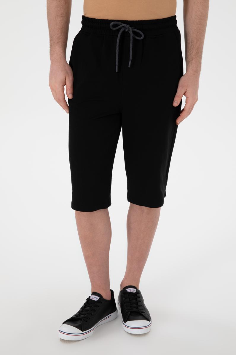 Erkek Regular Fit Siyah Örme Şort