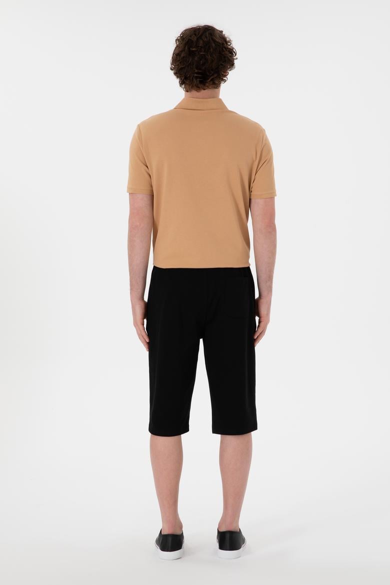 Erkek Regular Fit Siyah Örme Şort - 50298039007