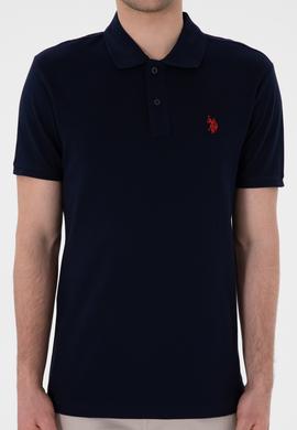 Erkek Slim Fit Polo Yaka Lacivert Basic Tişört - 50297984144