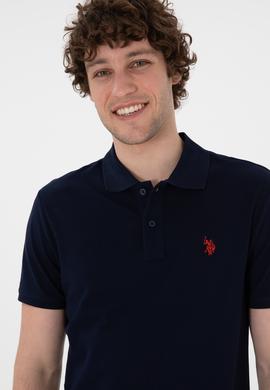 Erkek Slim Fit Polo Yaka Lacivert Basic Tişört - 50297984144