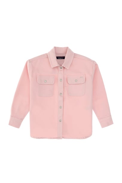 Kız Çocuk Açık Pembe Jean Gömlek