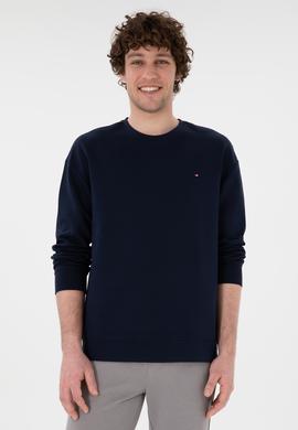 Erkek Comfort Fit Bisiklet Yaka Lacivert İnce Sweatshirt - 50309858006