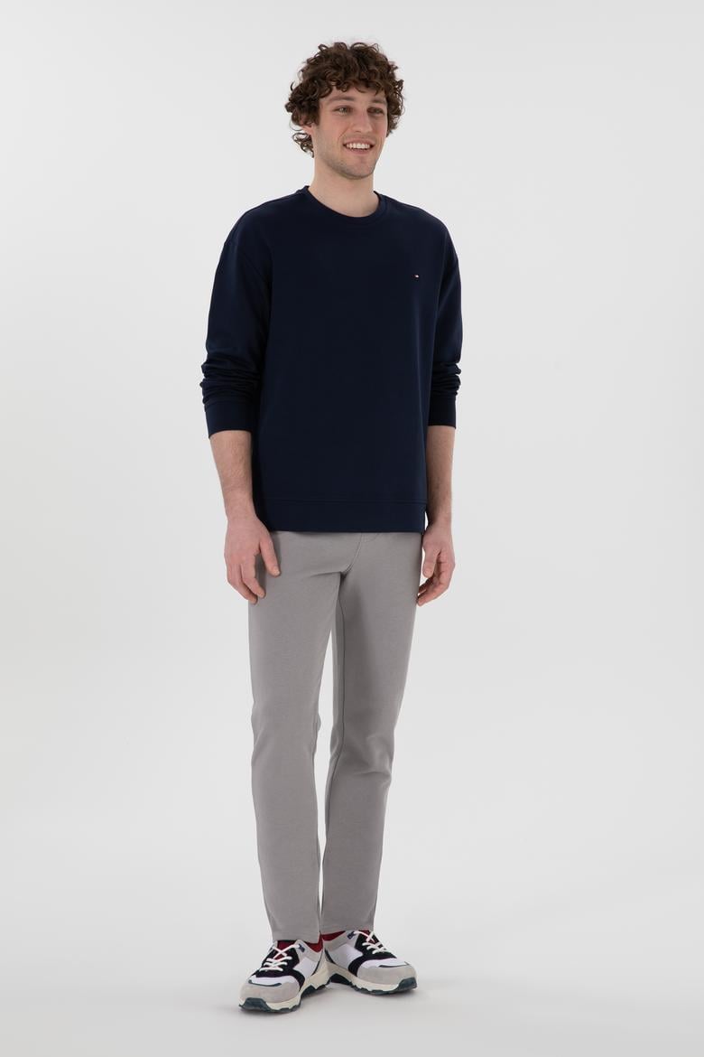 Erkek Comfort Fit Bisiklet Yaka Lacivert İnce Sweatshirt - 50309858006