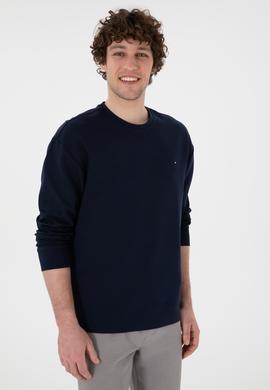 Erkek Comfort Fit Bisiklet Yaka Lacivert İnce Sweatshirt - 50309858006