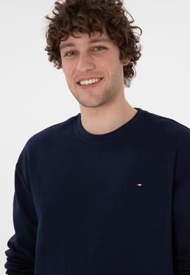 Erkek Comfort Fit Bisiklet Yaka Lacivert İnce Sweatshirt - 50309858006