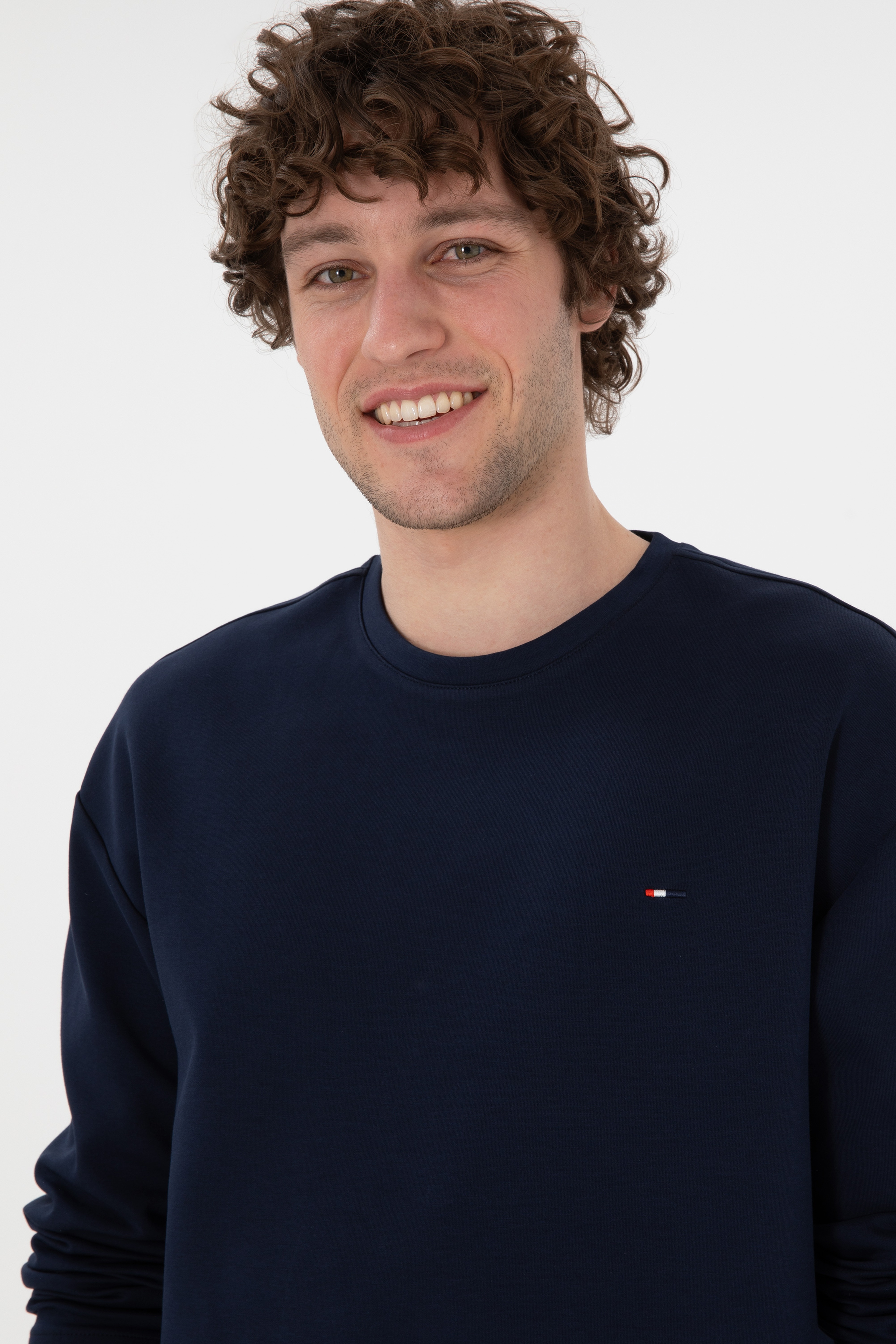 Erkek Comfort Fit Bisiklet Yaka Lacivert İnce Sweatshirt - Image 2
