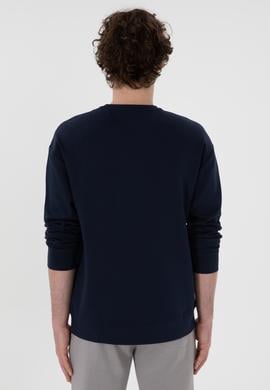 Erkek Comfort Fit Bisiklet Yaka Lacivert İnce Sweatshirt - 50309858006