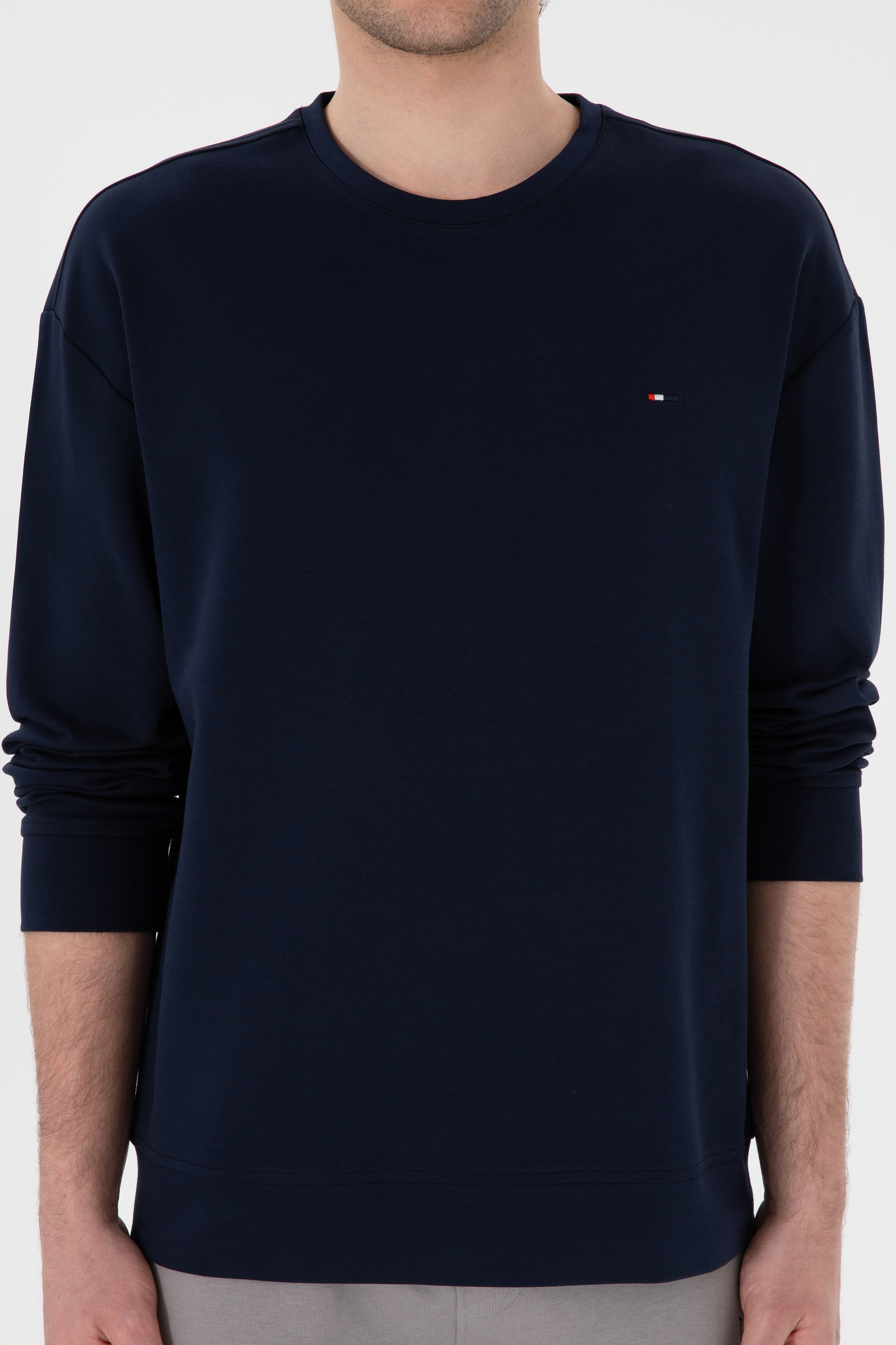 Erkek Comfort Fit Bisiklet Yaka Lacivert İnce Sweatshirt - Image 6