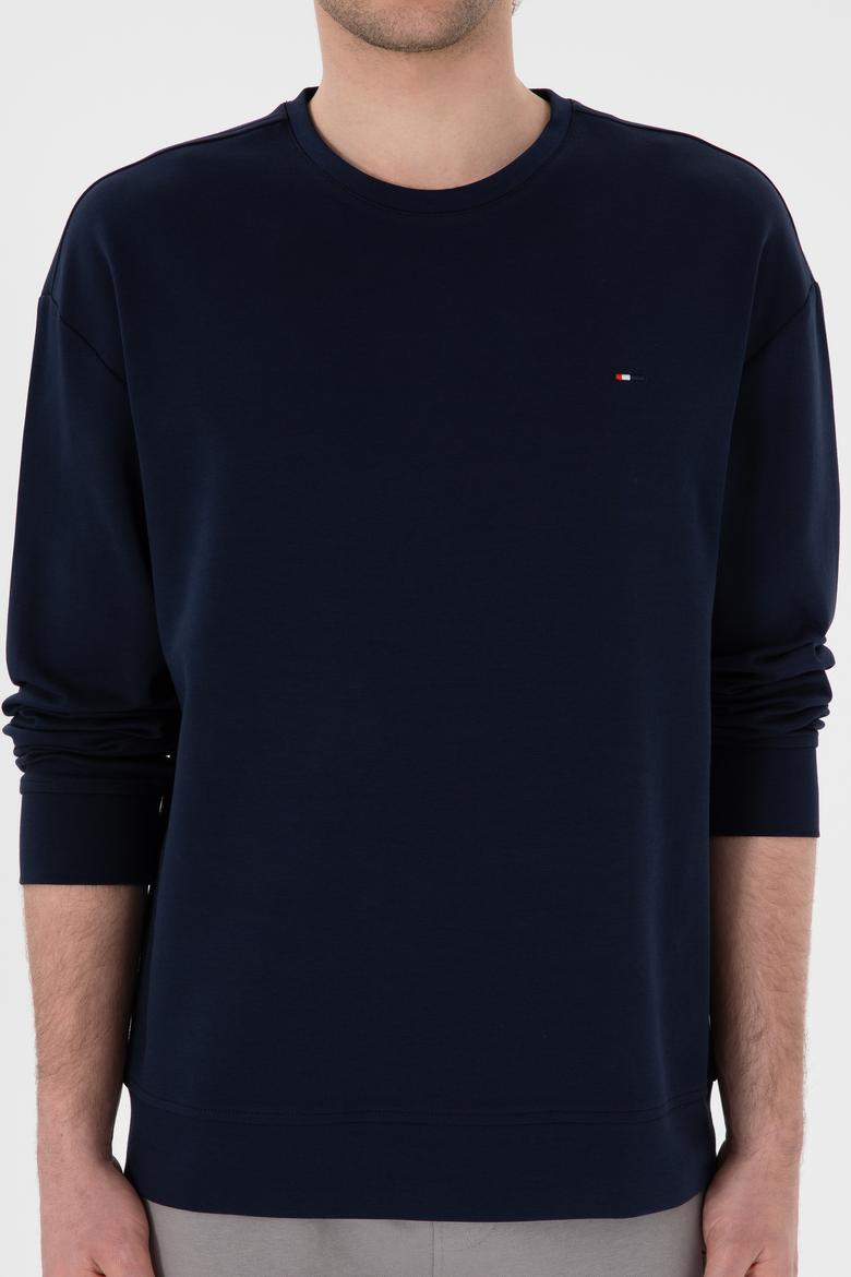 Erkek Comfort Fit Bisiklet Yaka Lacivert İnce Sweatshirt - 50309858006