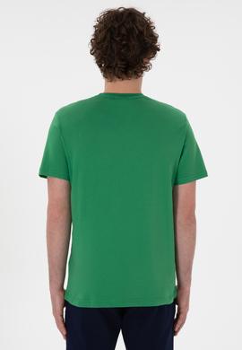 Erkek Regular Fit Bisiklet Yaka Baskılı Yeşil Tişört - 50299535018