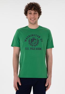 Erkek Regular Fit Bisiklet Yaka Baskılı Yeşil Tişört - 50299535018