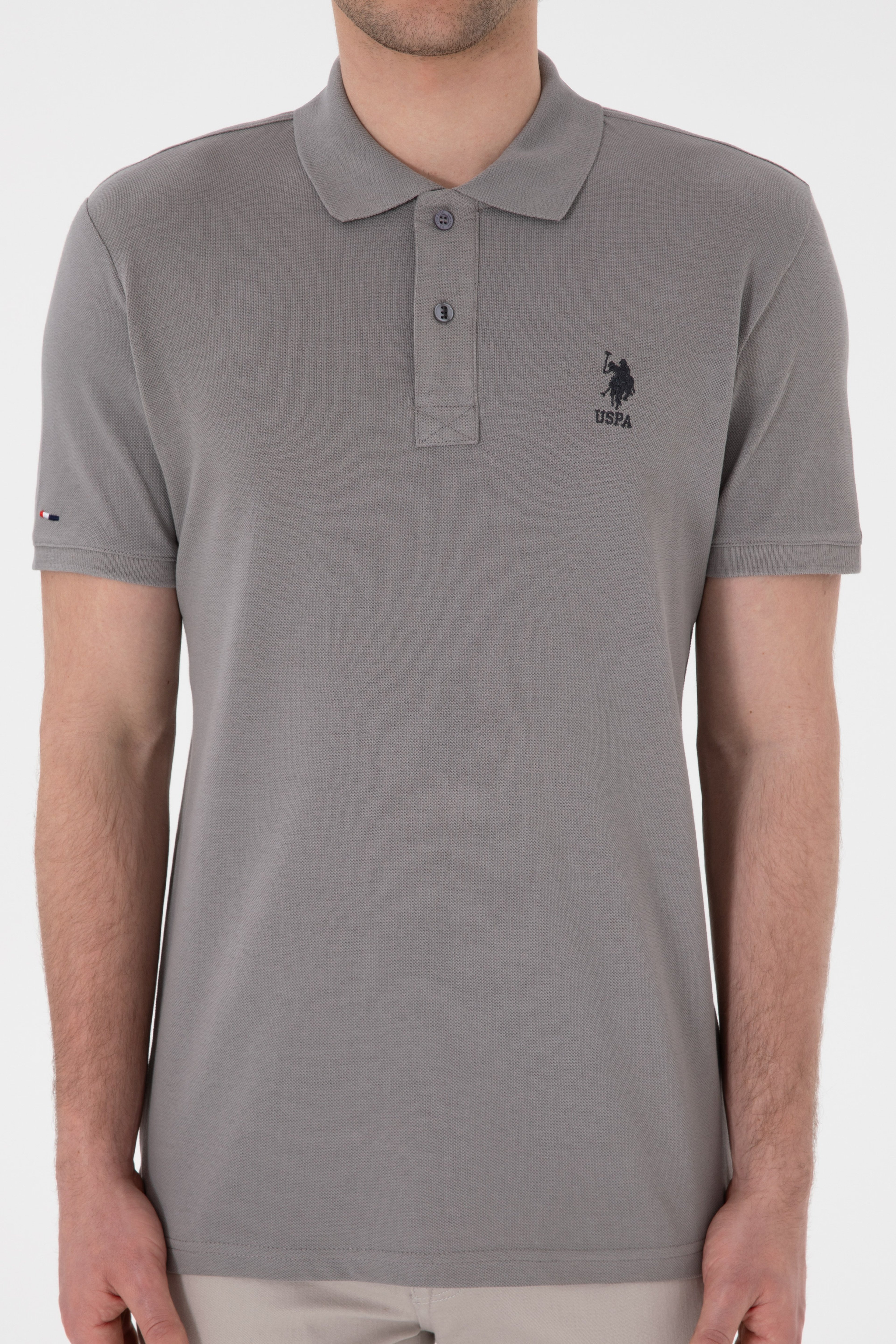 Erkek Slim Fit Polo Yaka Koyu Gri Basic Tişört - Image 6