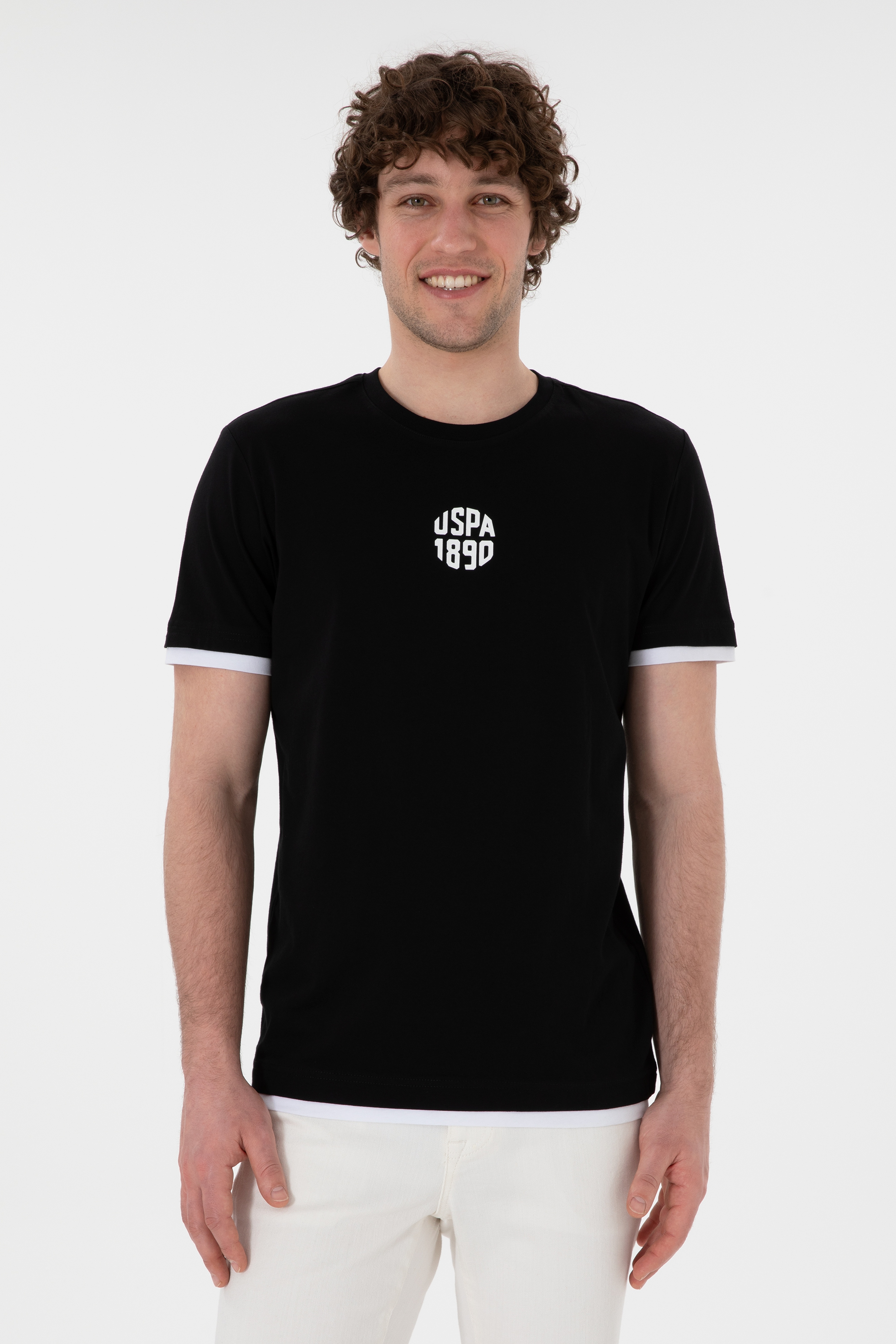 Erkek Regular Fit Bisiklet Yaka Siyah Tişört