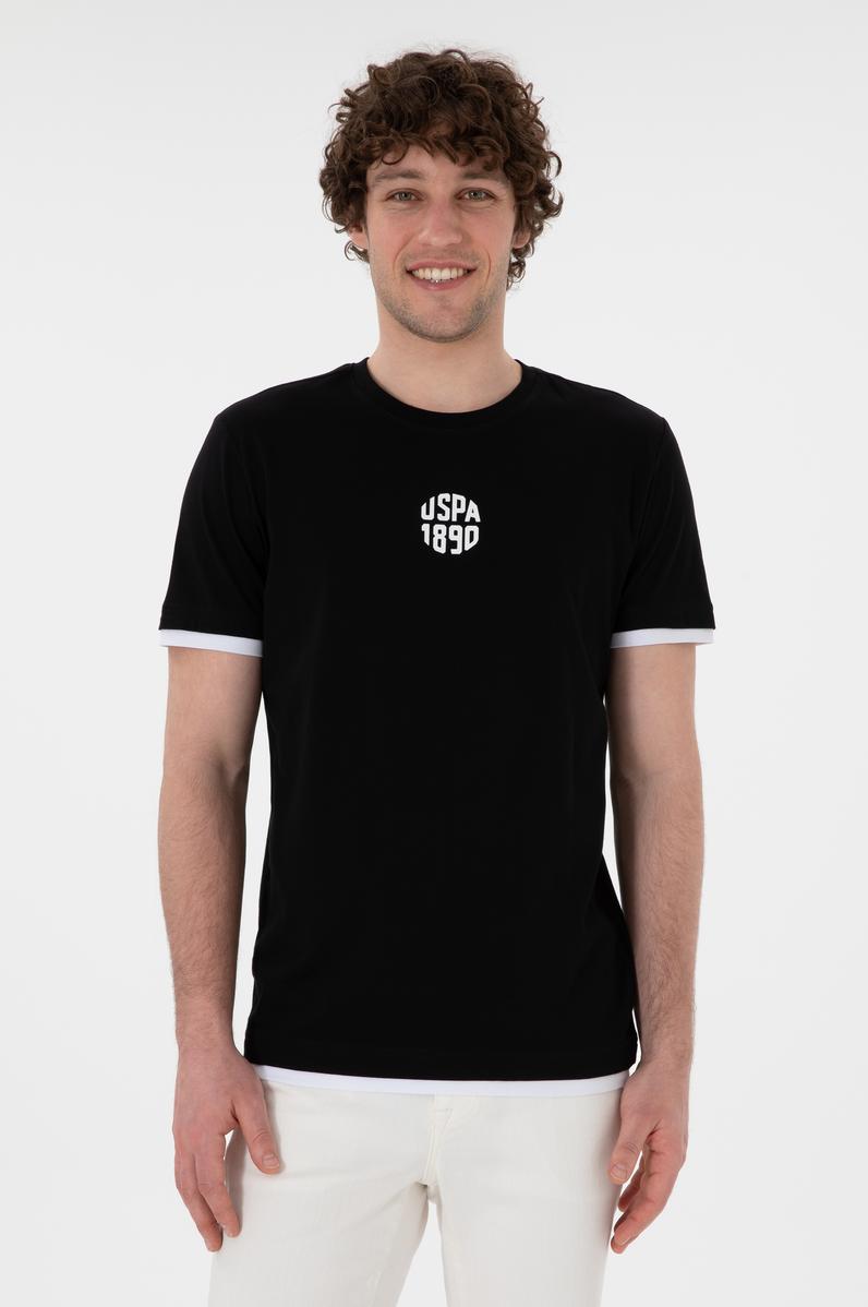 Erkek Regular Fit Bisiklet Yaka Siyah Tişört