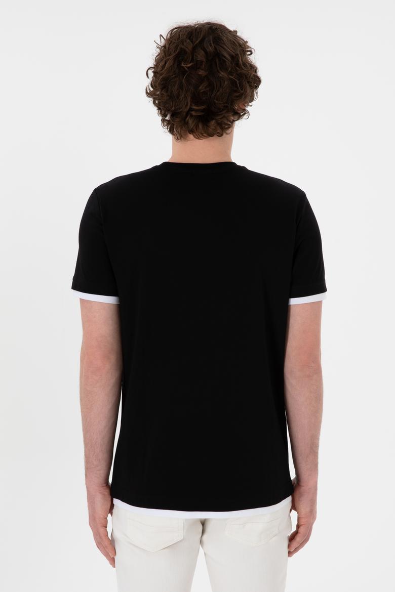 Erkek Regular Fit Bisiklet Yaka Siyah Tişört - 50306900009
