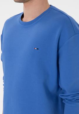 Erkek Comfort Fit Bisiklet Yaka İndigo İnce Sweatshirt - 50309858041