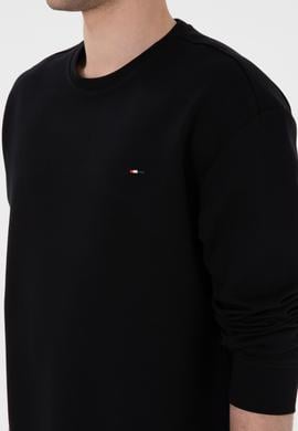 Erkek Comfort Fit Bisiklet Yaka Siyah İnce Sweatshirt - 50309858020