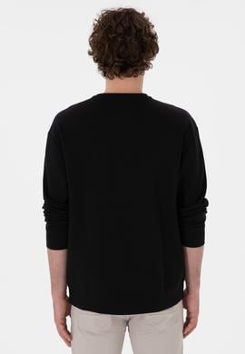 Erkek Comfort Fit Bisiklet Yaka Siyah İnce Sweatshirt - 50309858020