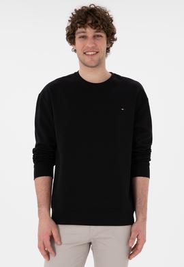 Erkek Comfort Fit Bisiklet Yaka Siyah İnce Sweatshirt - 50309858020