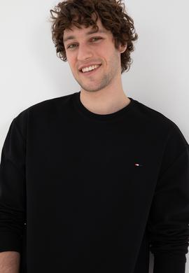 Erkek Comfort Fit Bisiklet Yaka Siyah İnce Sweatshirt - 50309858020