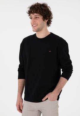 Erkek Comfort Fit Bisiklet Yaka Siyah İnce Sweatshirt - 50309858020