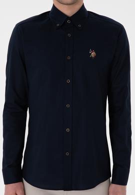 Erkek Lacivert Uzun Kollu Basic Gömlek - 50297897032