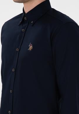 Erkek Lacivert Uzun Kollu Basic Gömlek - 50297897032