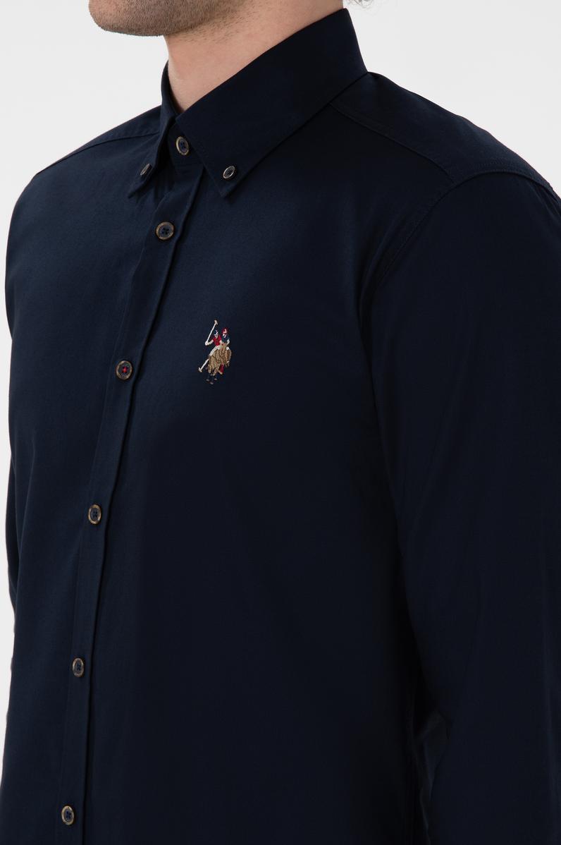 Erkek Lacivert Uzun Kollu Basic Gömlek