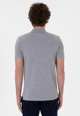 Erkek Slim Fit Polo Yaka Gri Melanj Basic Tişört - 50298041040