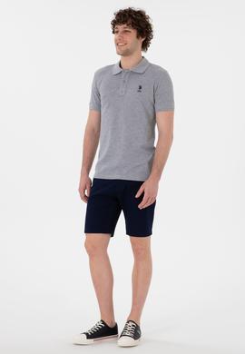 Erkek Slim Fit Polo Yaka Gri Melanj Basic Tişört - 50298041040
