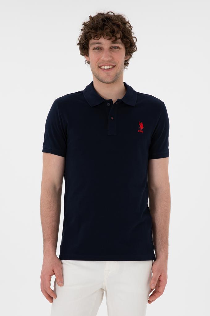 Erkek Slim Fit Polo Yaka Koyu Lacivert Basic Tişört