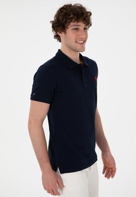 Erkek Slim Fit Polo Yaka Koyu Lacivert Basic Tişört - 50298041407
