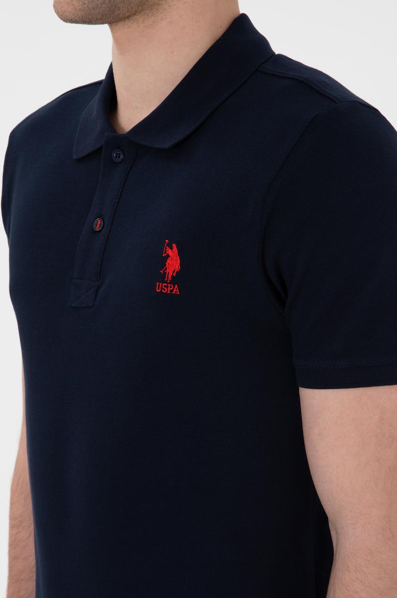 Erkek Slim Fit Polo Yaka Koyu Lacivert Basic Tişört