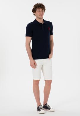Erkek Slim Fit Polo Yaka Koyu Lacivert Basic Tişört - 50298041407