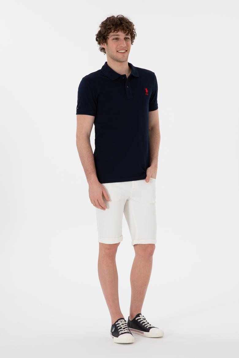 Erkek Slim Fit Polo Yaka Koyu Lacivert Basic Tişört - 50298041407