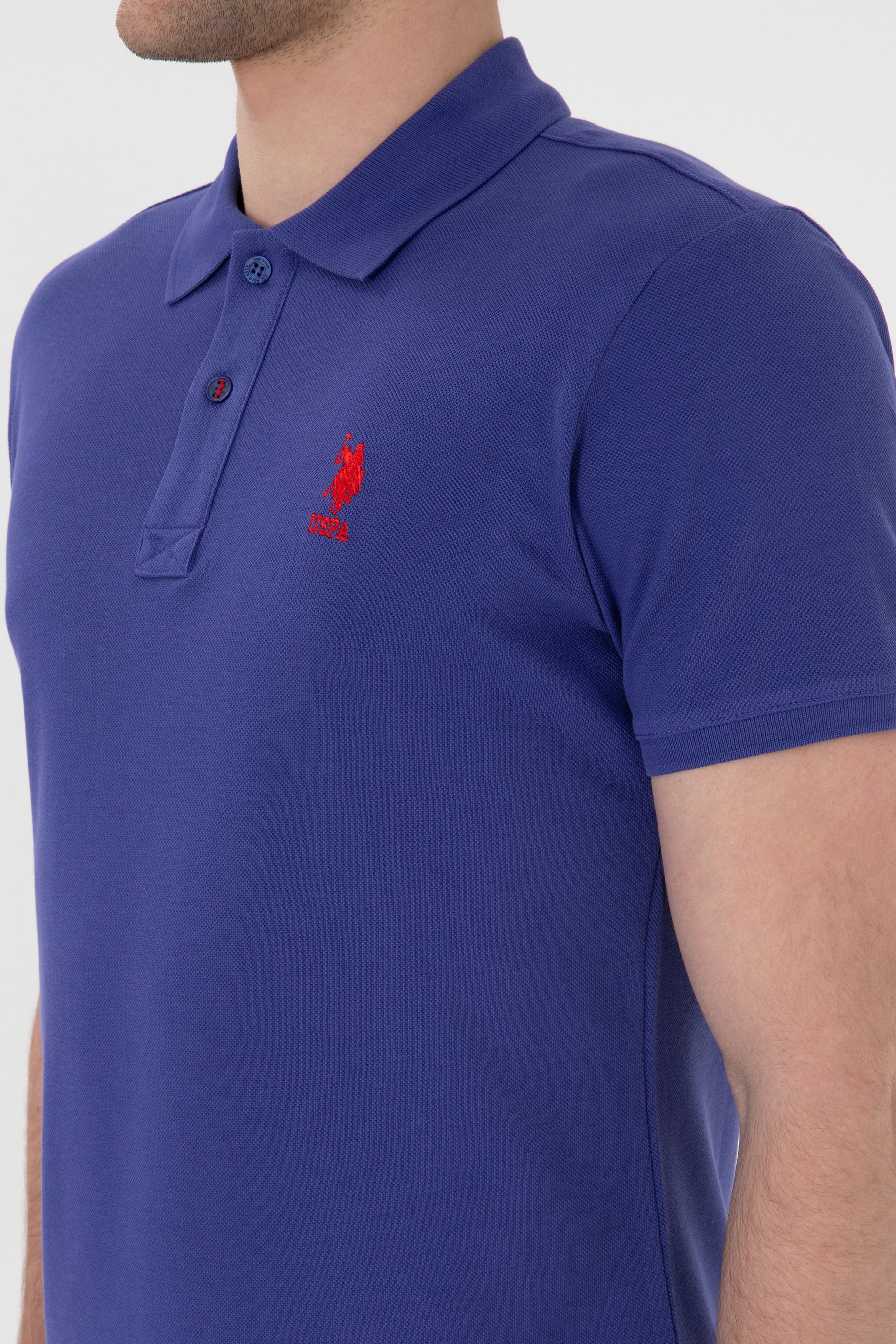 Erkek Slim Fit Polo Yaka Saks Basic Tişört - Image 7