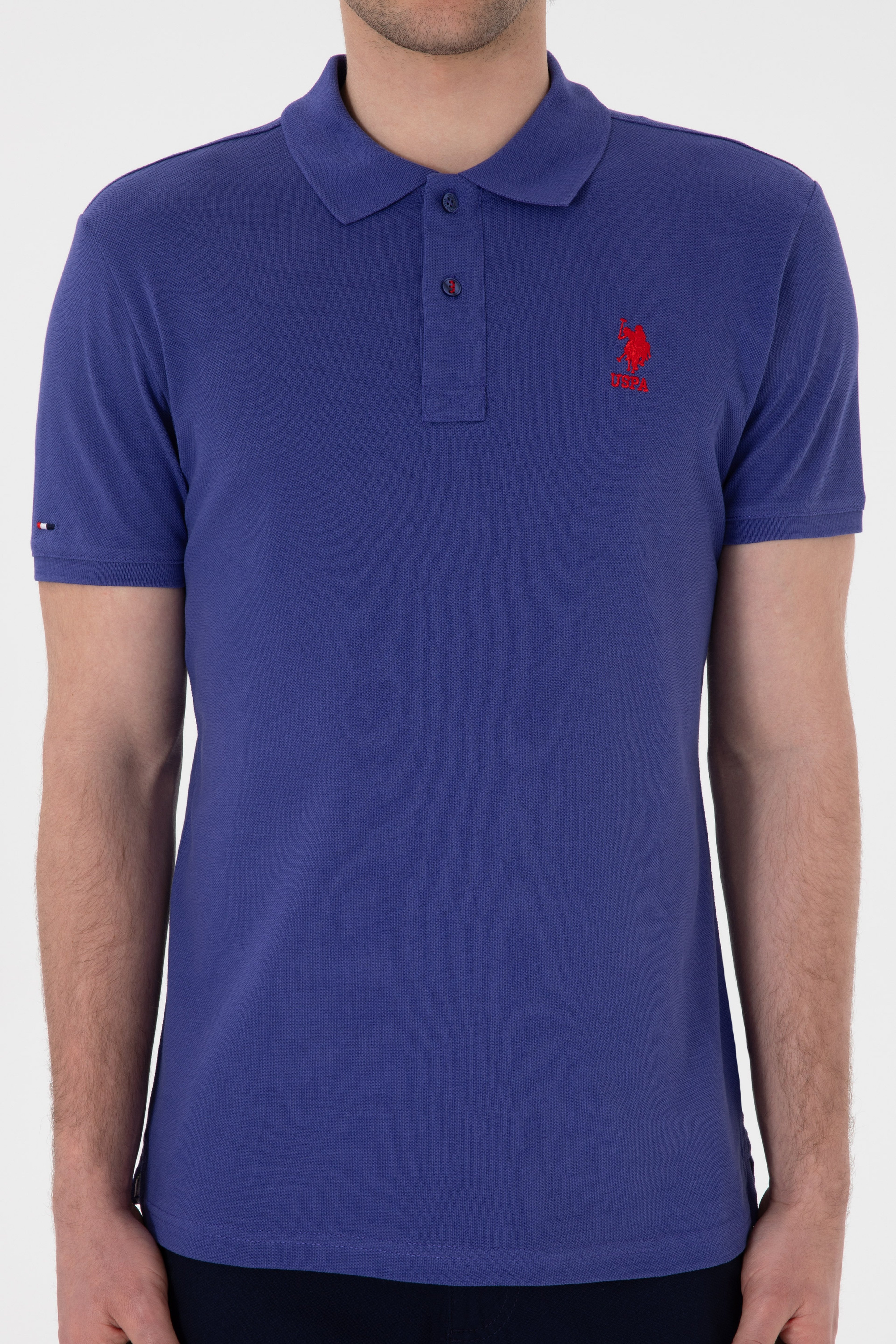 Erkek Slim Fit Polo Yaka Saks Basic Tişört