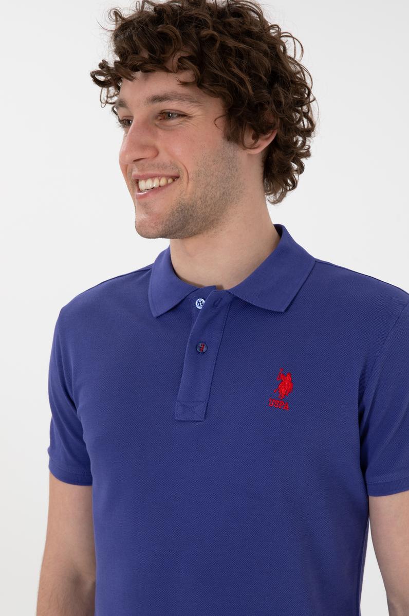 Erkek Slim Fit Polo Yaka Saks Basic Tişört