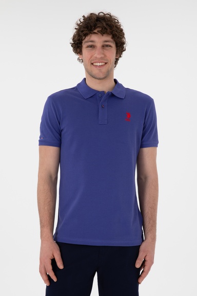 Erkek Saks Polo Yaka Slim Fit %100 Pamuk Basic Tişört