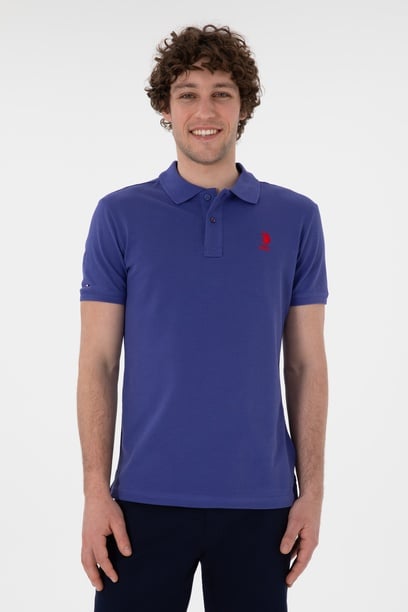 Erkek Slim Fit Polo Yaka Saks Basic Tişört