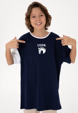 Erkek Çocuk Lacivert Bisiklet Yaka Oversize Tişört - 50284817036